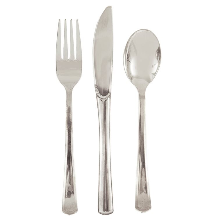 Product Image for Plastbestikk i sølvmetallic 18 stk.