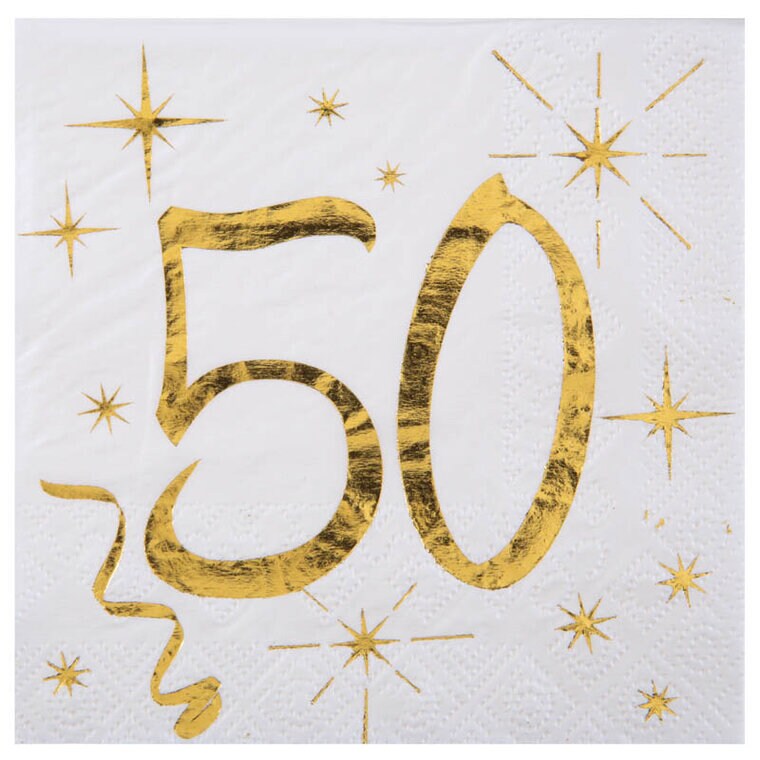 Product Image for Servietter Hvit & Gull 50-årsfest 10 stk.