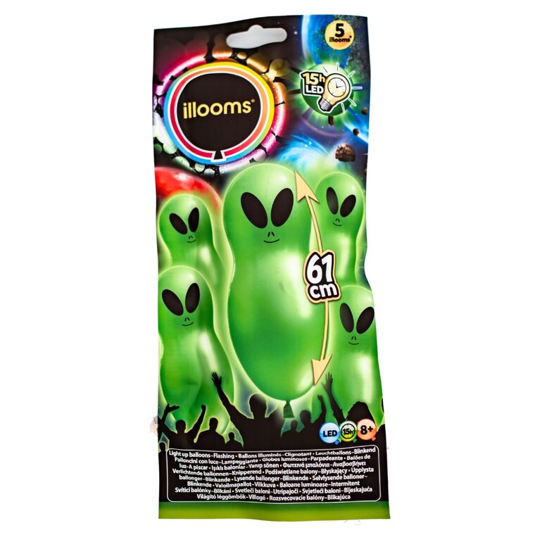 Product Image for LED-ballonger til Halloween Alien 5 stk.