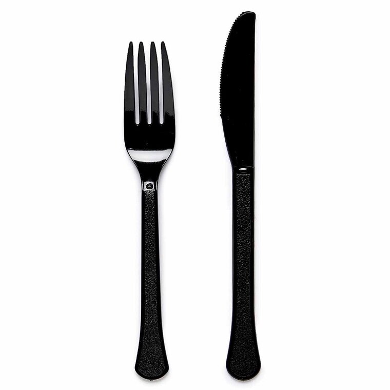 Product Image for Plastbestikk Svarte 24 stk.