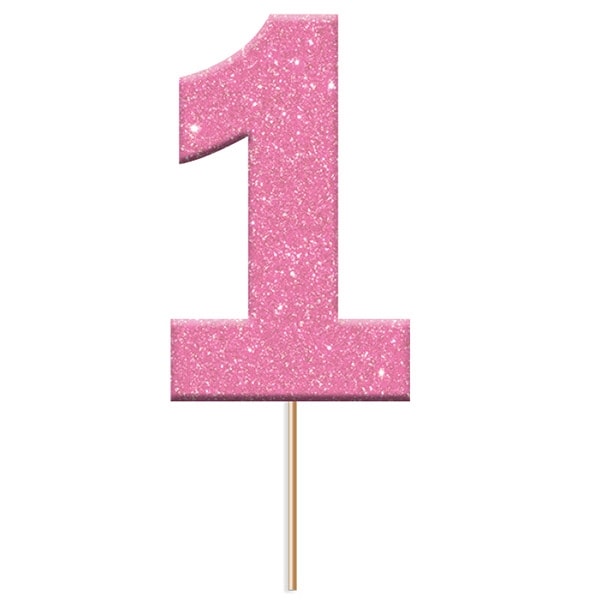 Product Image for Muffinsdekorasjoner, 1 år Glitrende rosa 12 stk.