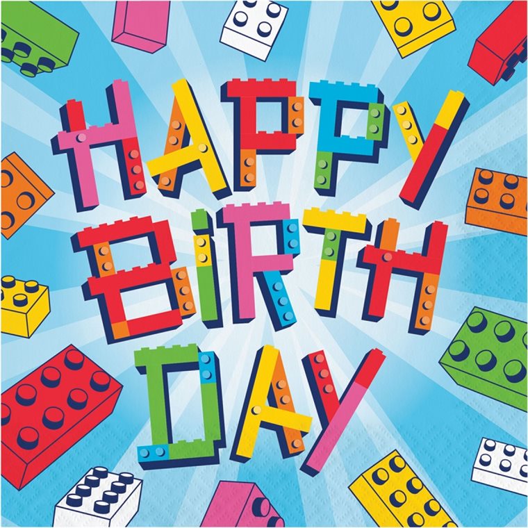 Product Image for Block Party - Servietter Happy Birthday 16 stk.