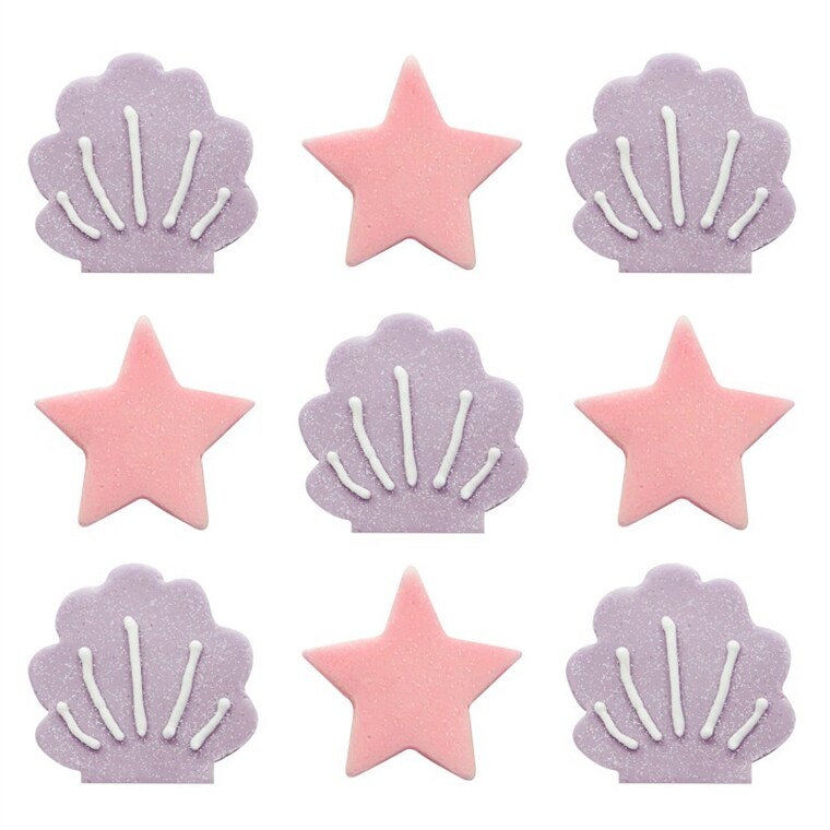 Product Image for Mermaid, Sukkerdekorasjoner stjerner og skjell 9 stk.