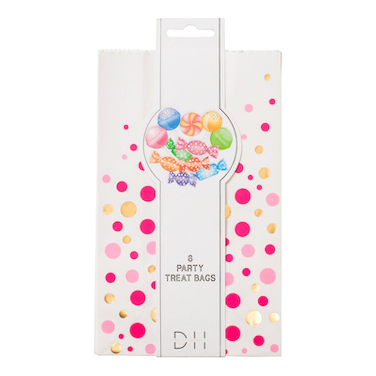 Product Image for Godteposer i papir med rosa prikker 8 stk.