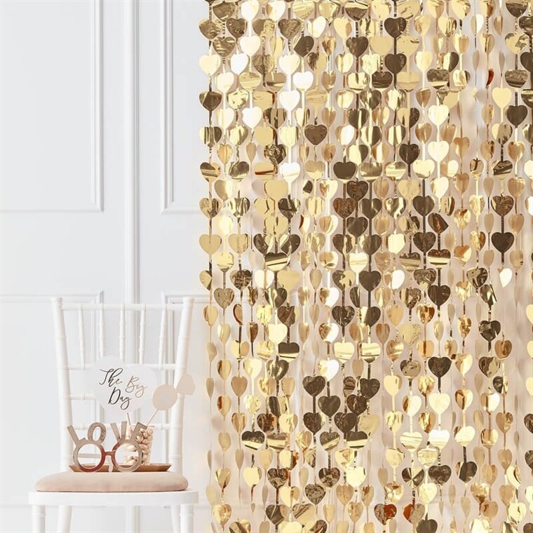 Product Image for Backdrop med gullhjerter 100 x 150 cm