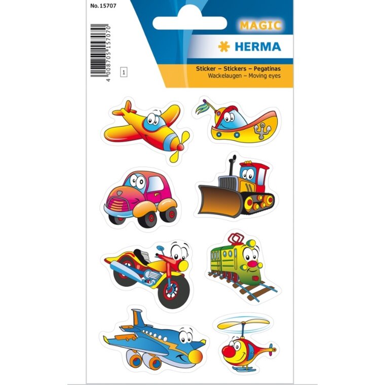 Product Image for Klistremerker - Kjøretøy med 3D øyne 8 stk.