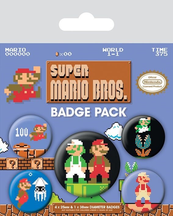 Product Image for Super Mario Bros - Knapper retro 5 stk.