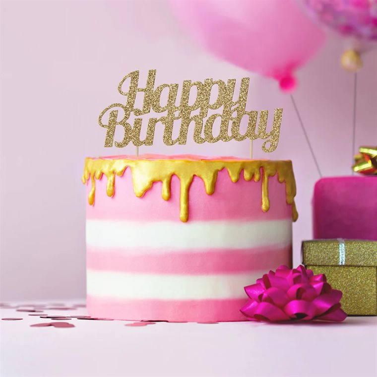 Product Image for Kakedekorasjon Happy Birthday - Gull Glitter