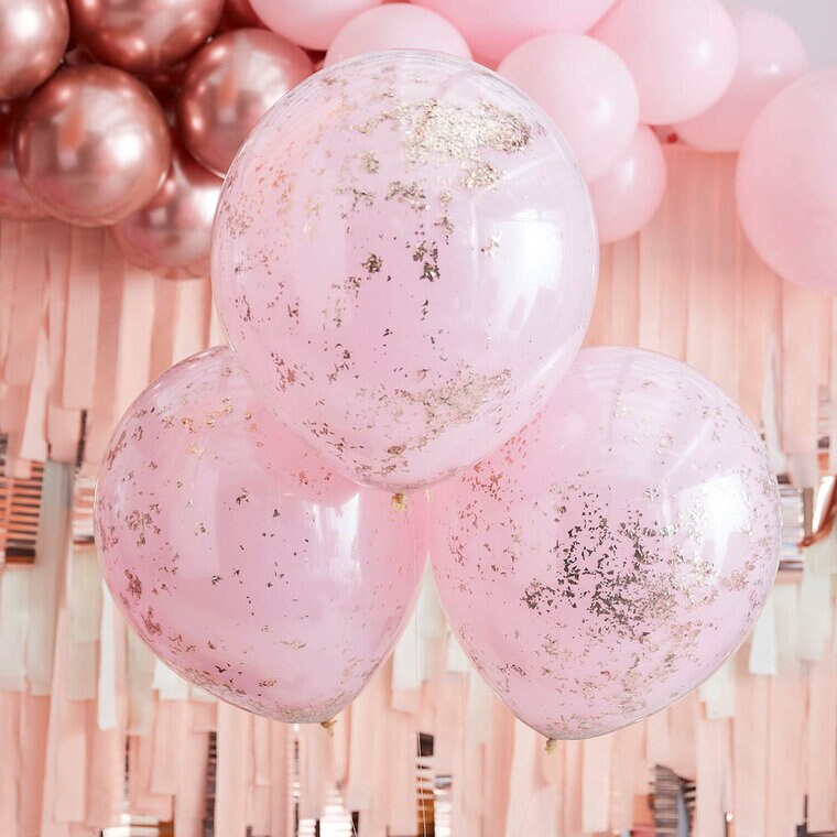 Product Image for Ballonger, Pink Double Layer Roségull konfetti 3 stk.