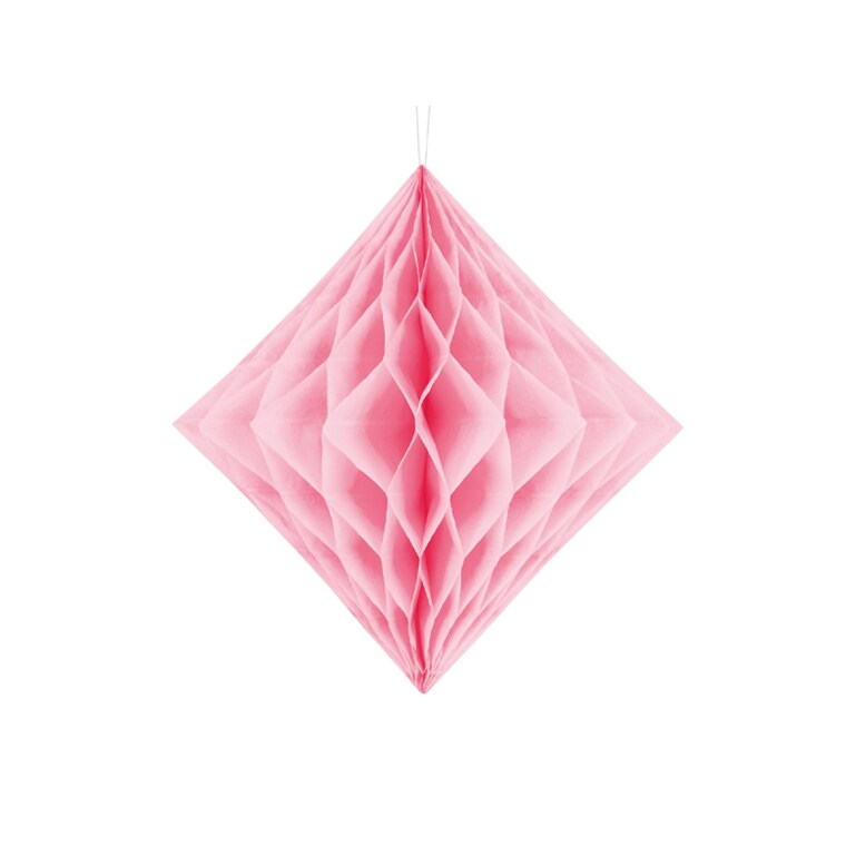 Product Image for Lyserosa diamantformet dekorasjon i honeycomb 20-30 cm