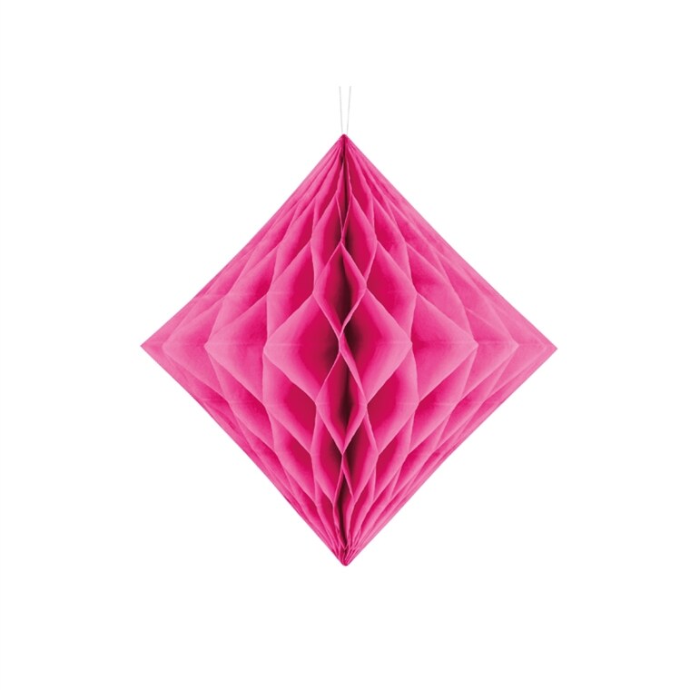 Product Image for Mørkerosa diamantformet dekorasjon i honeycomb 20-30 cm