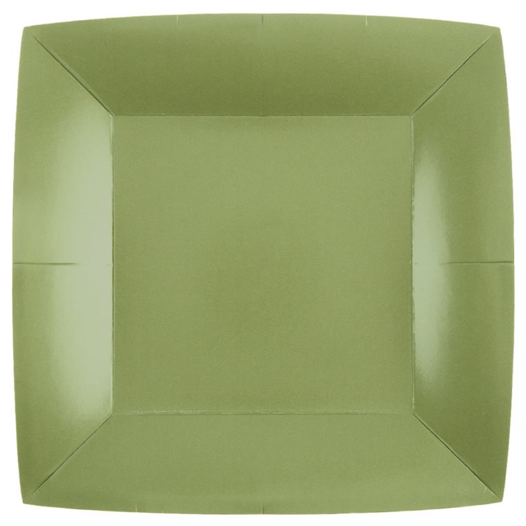 Product Image for Papptallerkener 23 cm - Olivengrønn 10 stk.