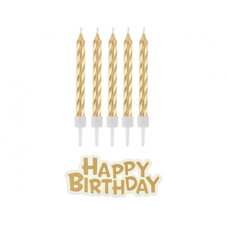 Product Image for Kakelys Gull 16-pakke med Happy Birthday skilt