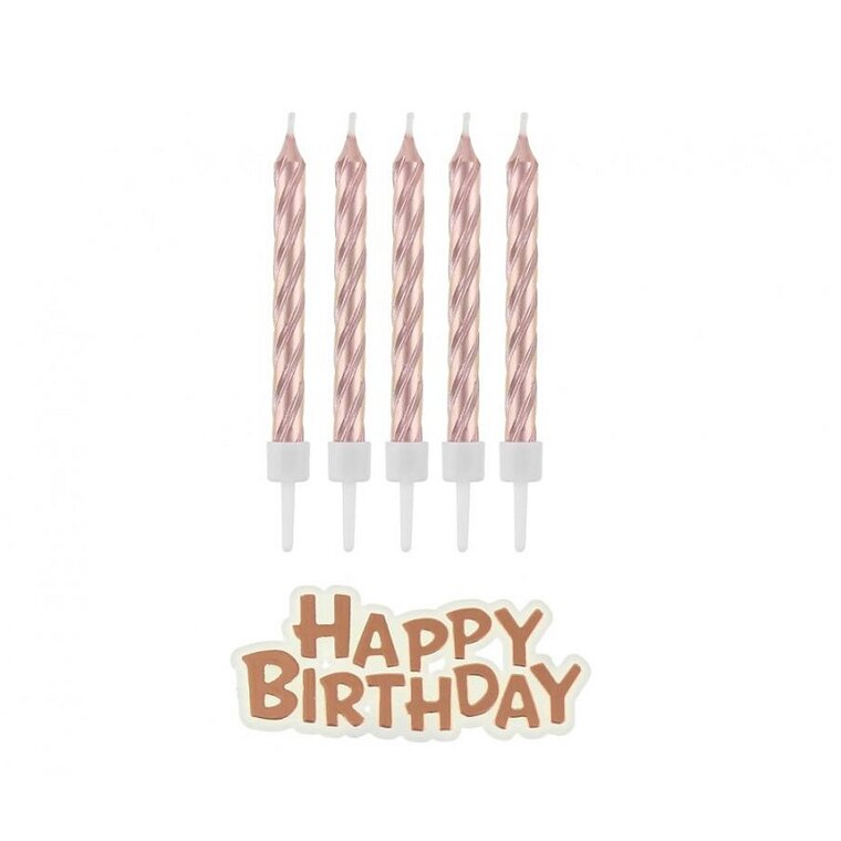 Product Image for Kakelys Rosegull 16-pakke med Happy Birthday skilt