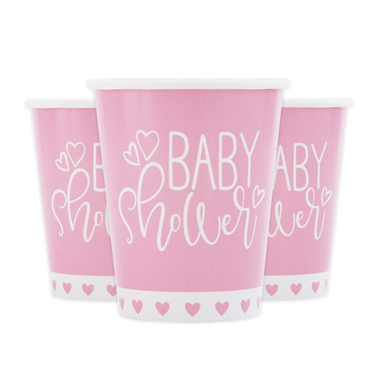 Product Image for Pink Heart Babyshower - Pappkopper 8 stk.