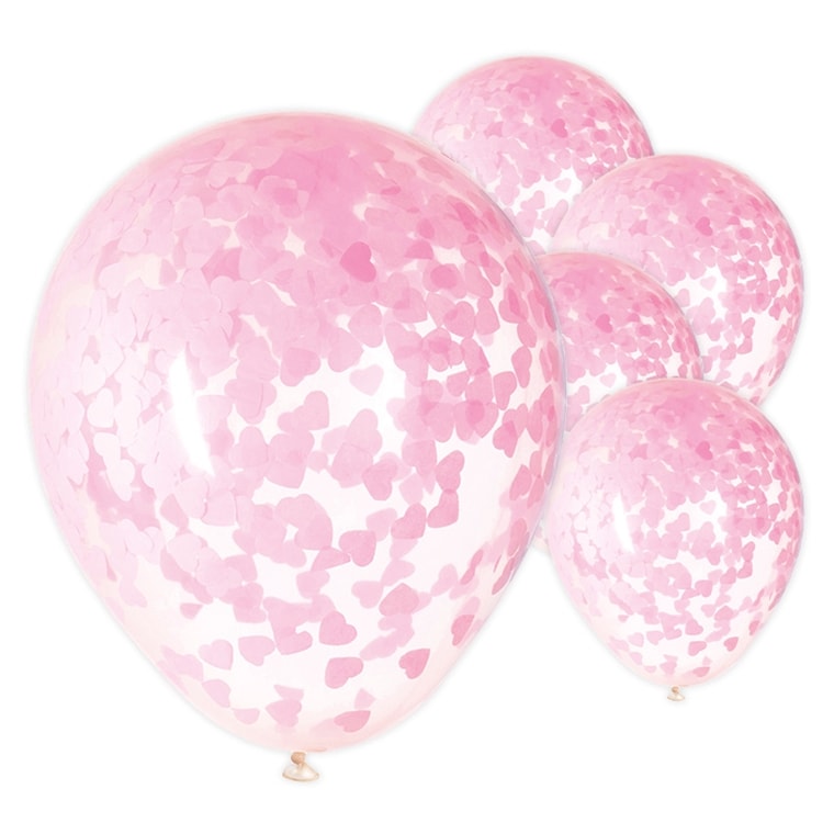 Product Image for Ballonger med rosa hjerteformet konfetti, 5-pack