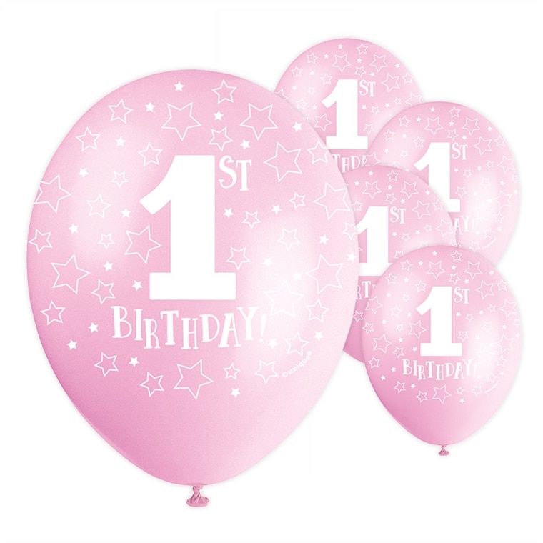 Product Image for Ballonger, 1 år 5 stk. rosa