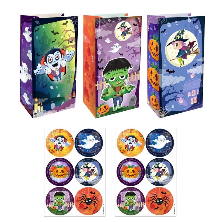 Product Image for Halloween - Godteposer med klistremerker 12 stk.