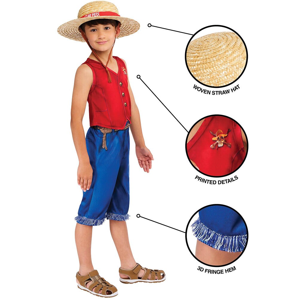One Piece Luffy Kostyme 9-10 år