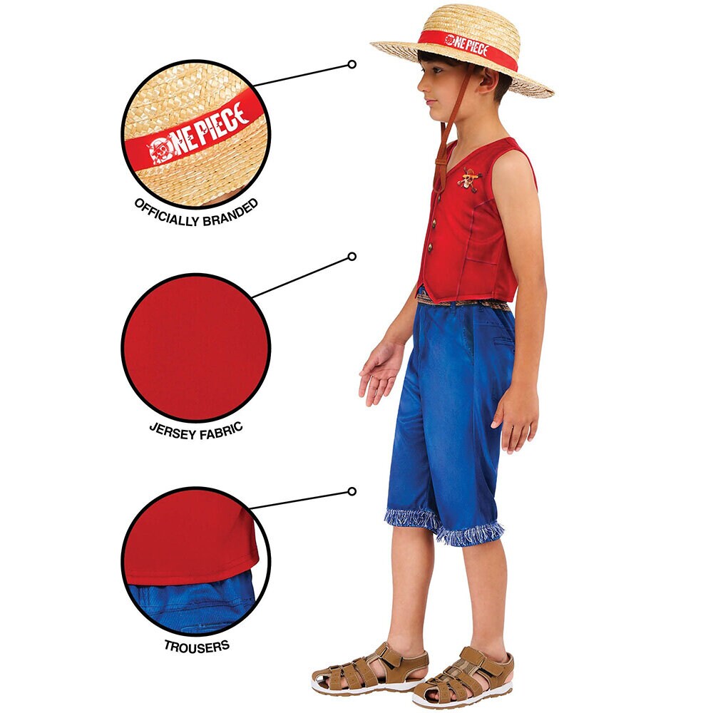 One Piece Luffy Kostyme 9-10 år