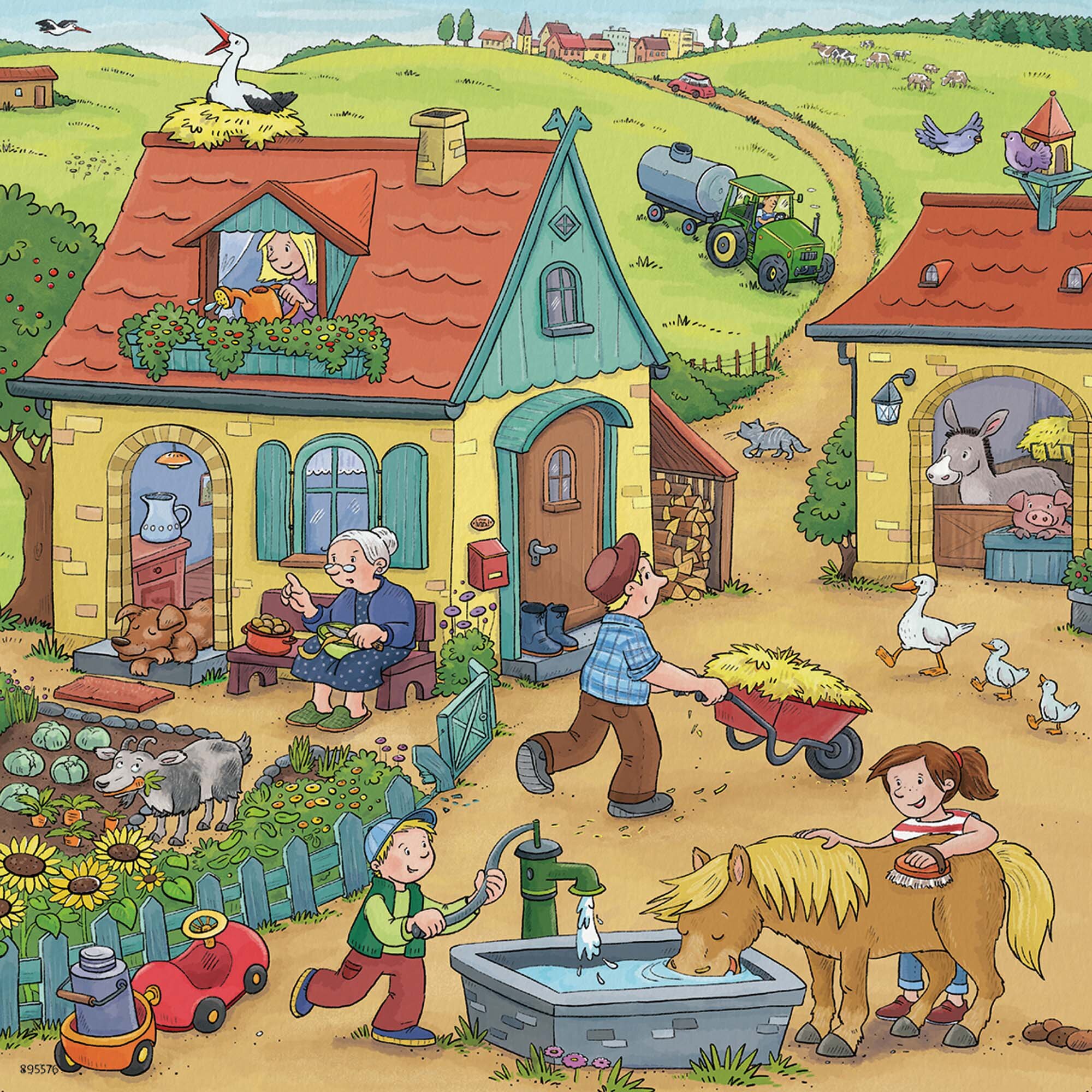 Ravensburger Puslespill, On the Farm  3x49 brikker