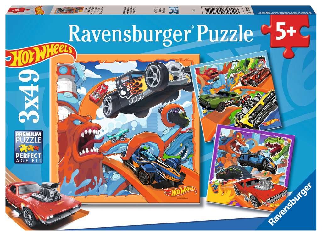 Ravensburger Puslespill - Hot Wheels 3x49 brikker