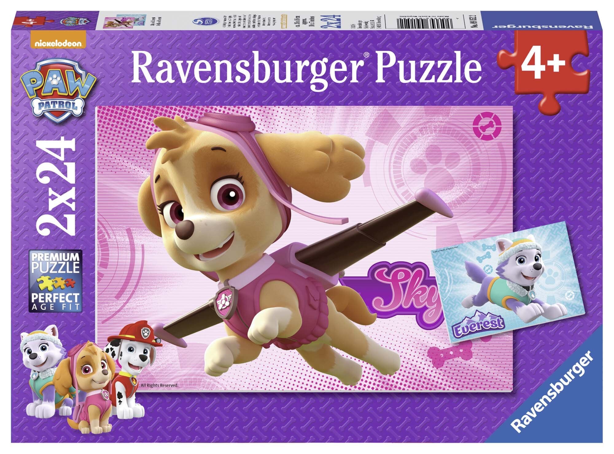 Ravensburger Puslespill, Paw Patrol Skye & Everest 2x24 brikker