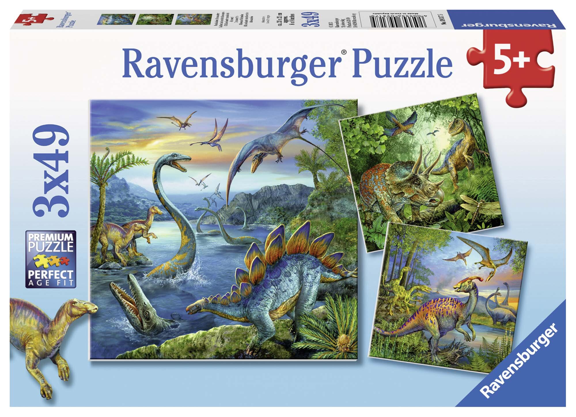 Ravensburger Puslespill, Dinosaurs 3x49 brikker