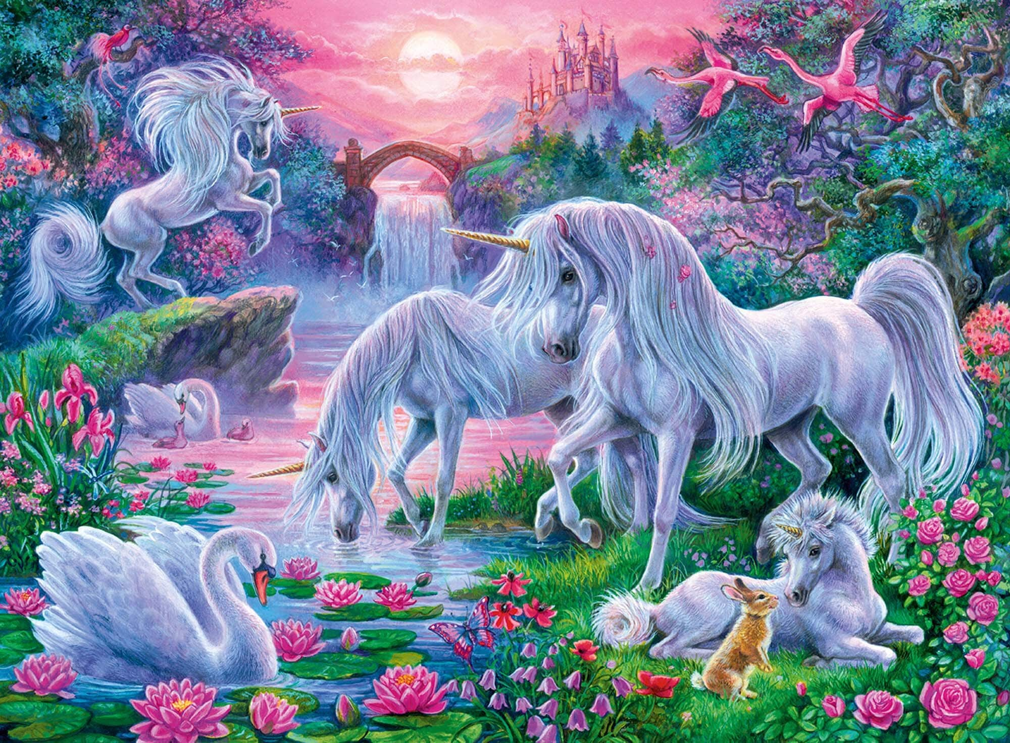 Ravensburger Puslespill, Unicorns in the Sunset Glow 150 brikker XXL