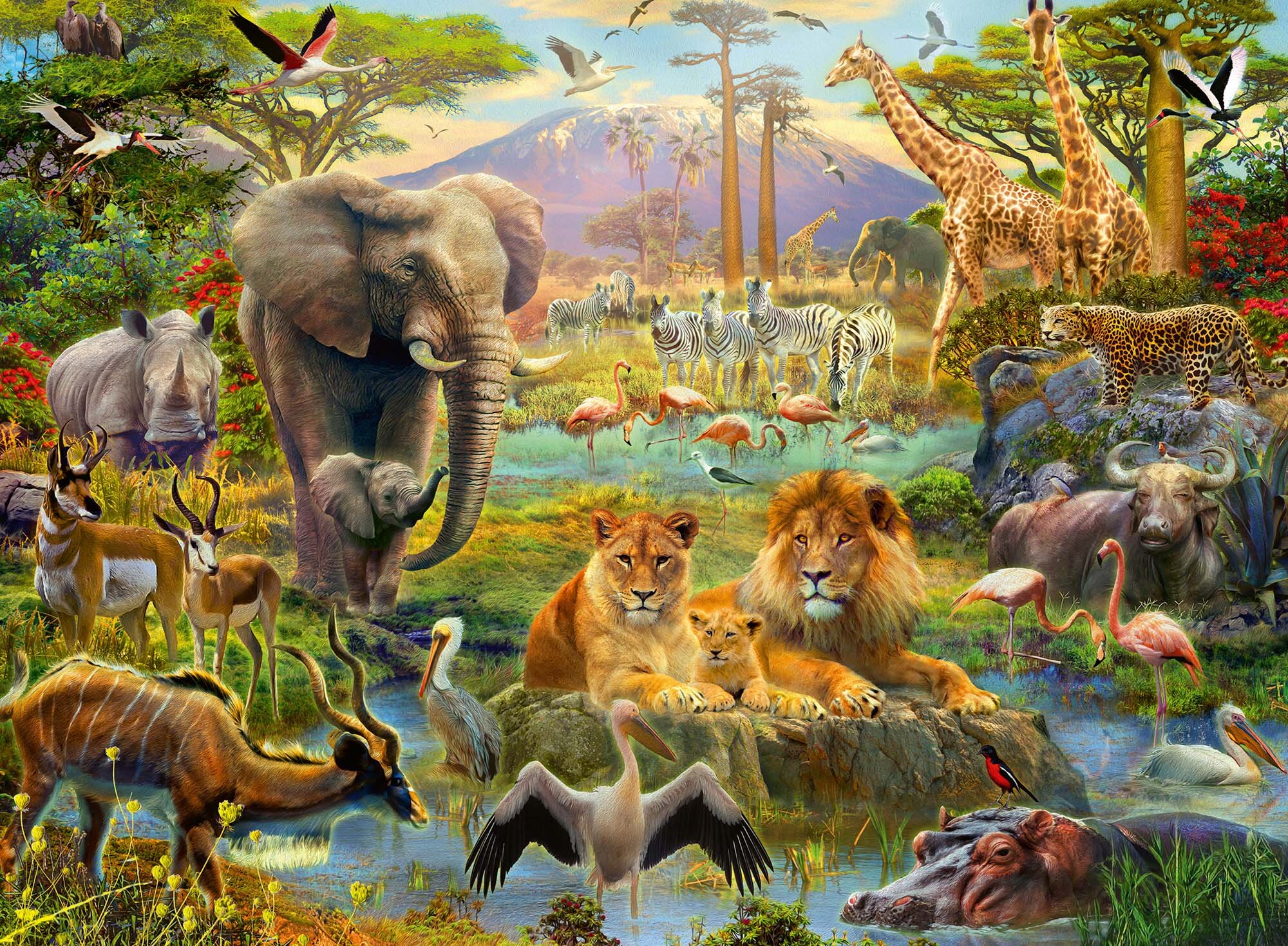 Ravensburger Puslespill, Animals of the Savannah 200 brikker XXL