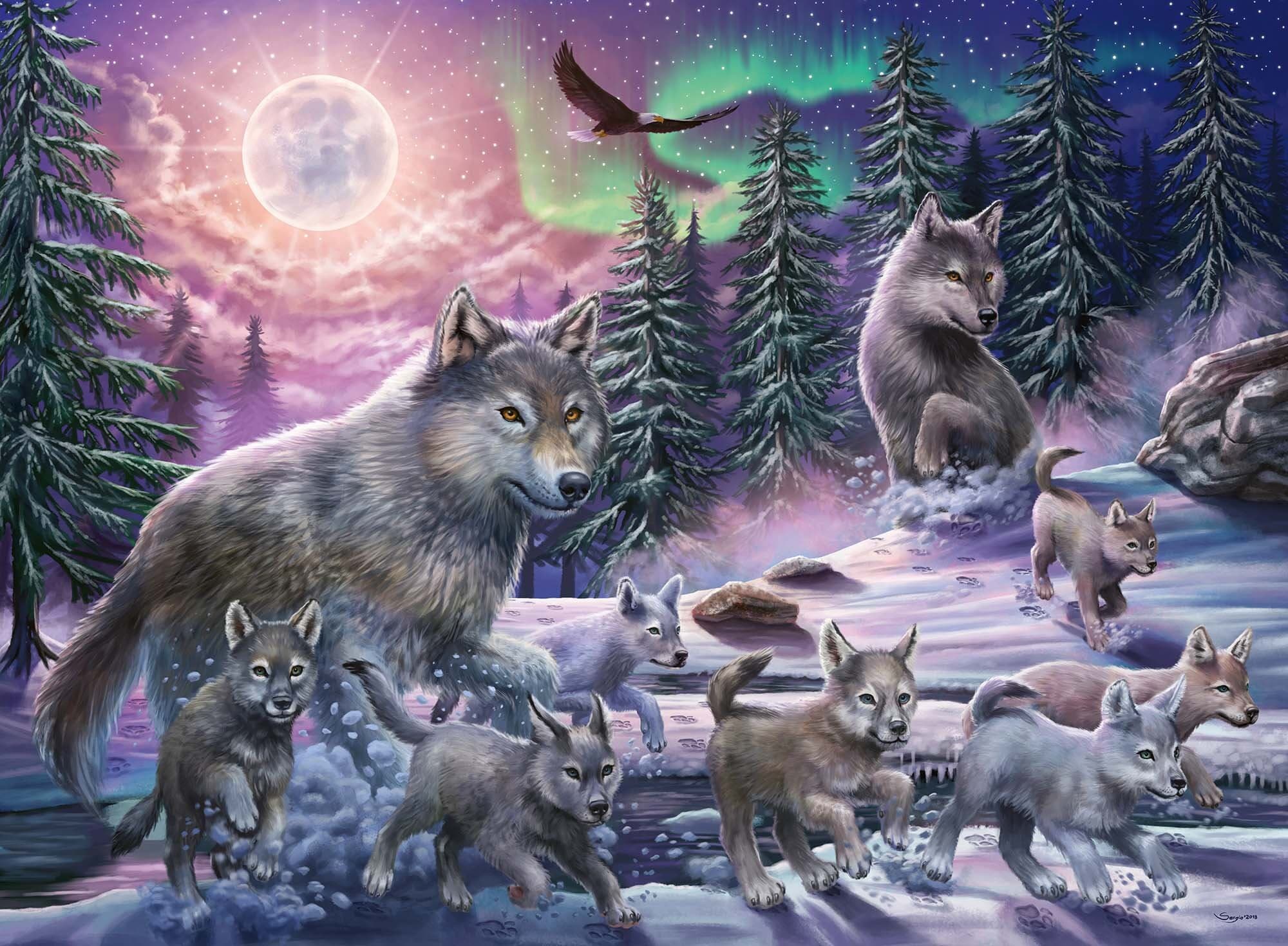 Ravensburger Puslespill, Northern Wolves 150 brikker XXL