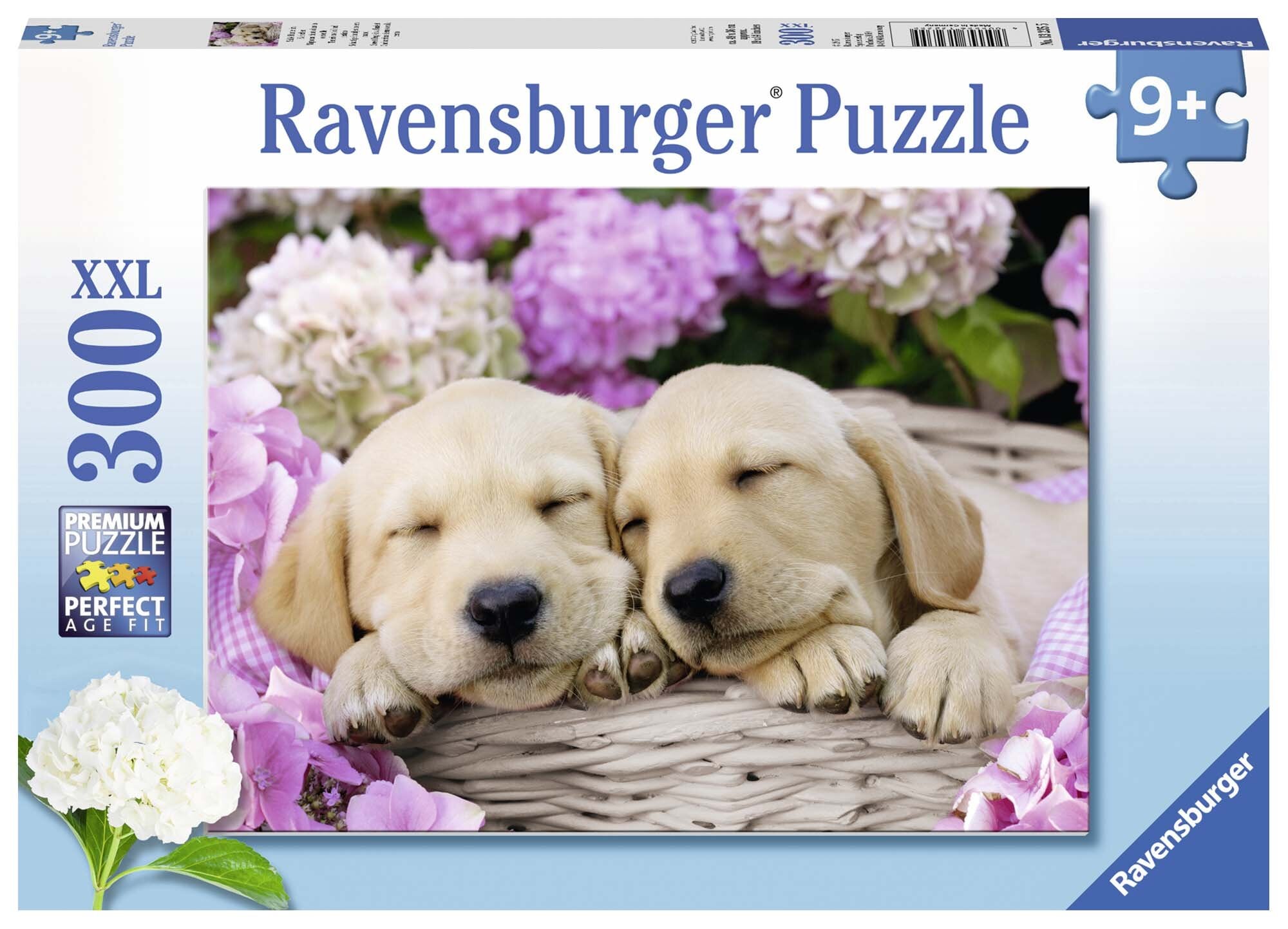 Ravensburger Puslespill, Sweet Dogs in a Basket 300 brikker XXL