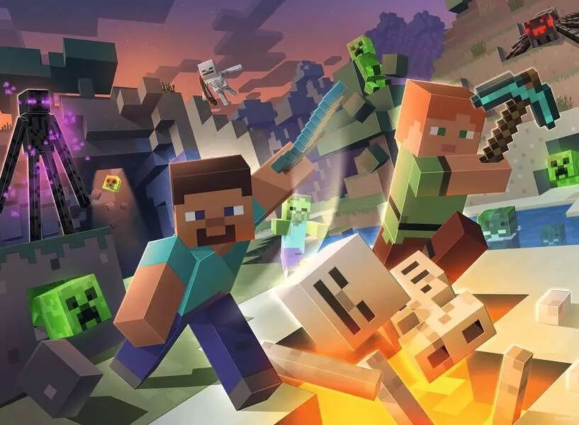Ravensburger Minecraft Puslespill - Monster 100 brikker