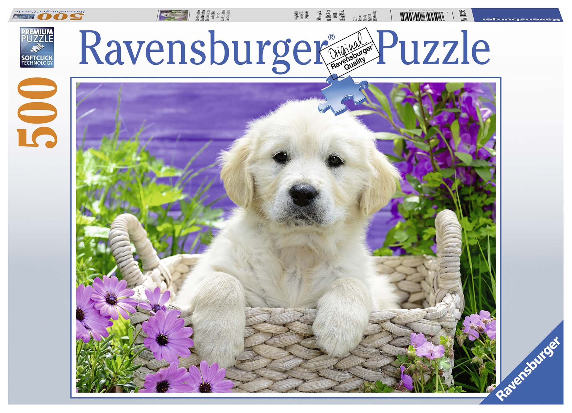 Ravensburger Puslespill, Sweet Golden Retriever 500 brikker