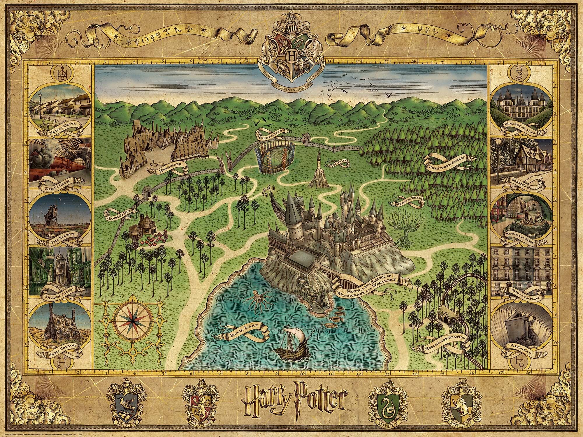 Ravensburger Puslespill, Hogwarts Map 1500 brikker