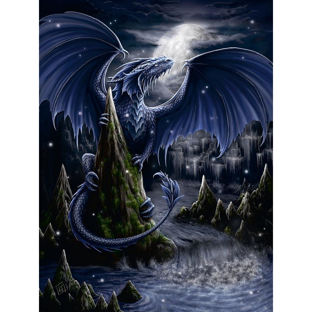 Ravensburger Puslespill, The Dark Blue Dragon 1500 brikker