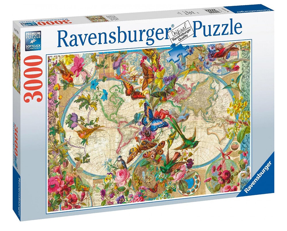 Ravensburger Puslespill - Flora & Fauna World Map 3000 brikker