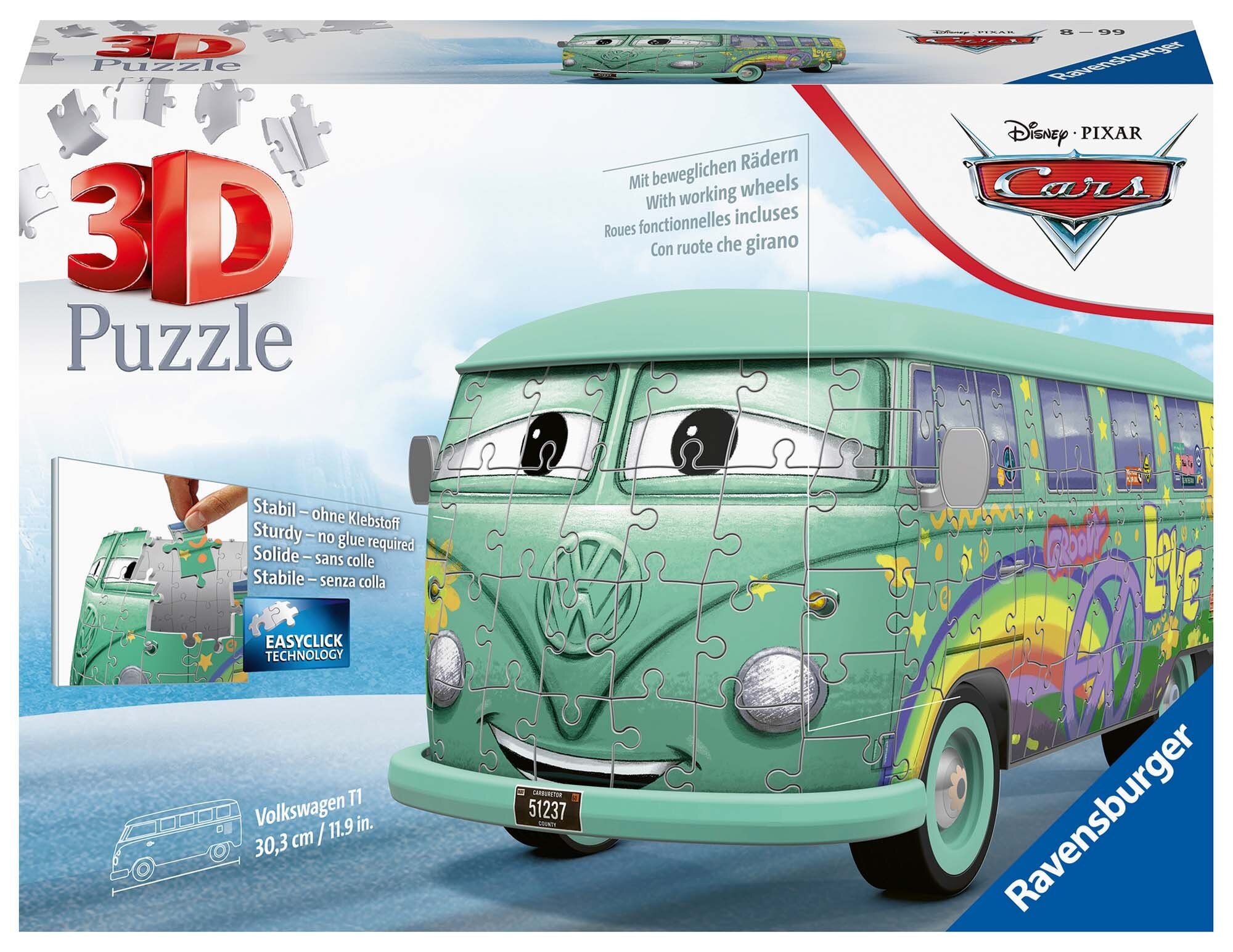 Ravensburger 3D Puslespill, Disney Cars - Volkswagen Fillmore 162 brikker