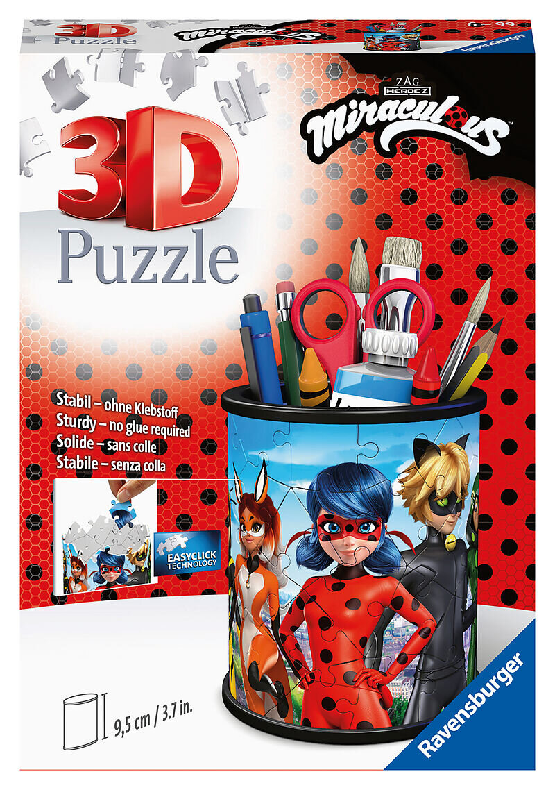 Ravensburger 3D Puslespill, Miraculous Ladybug blyantsholder 54 brikker