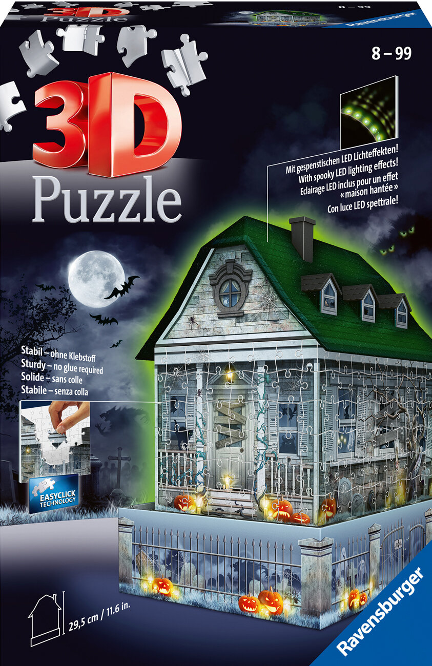 Ravensburger 3D Puslespill, Haunted House with Night Light 216 brikker