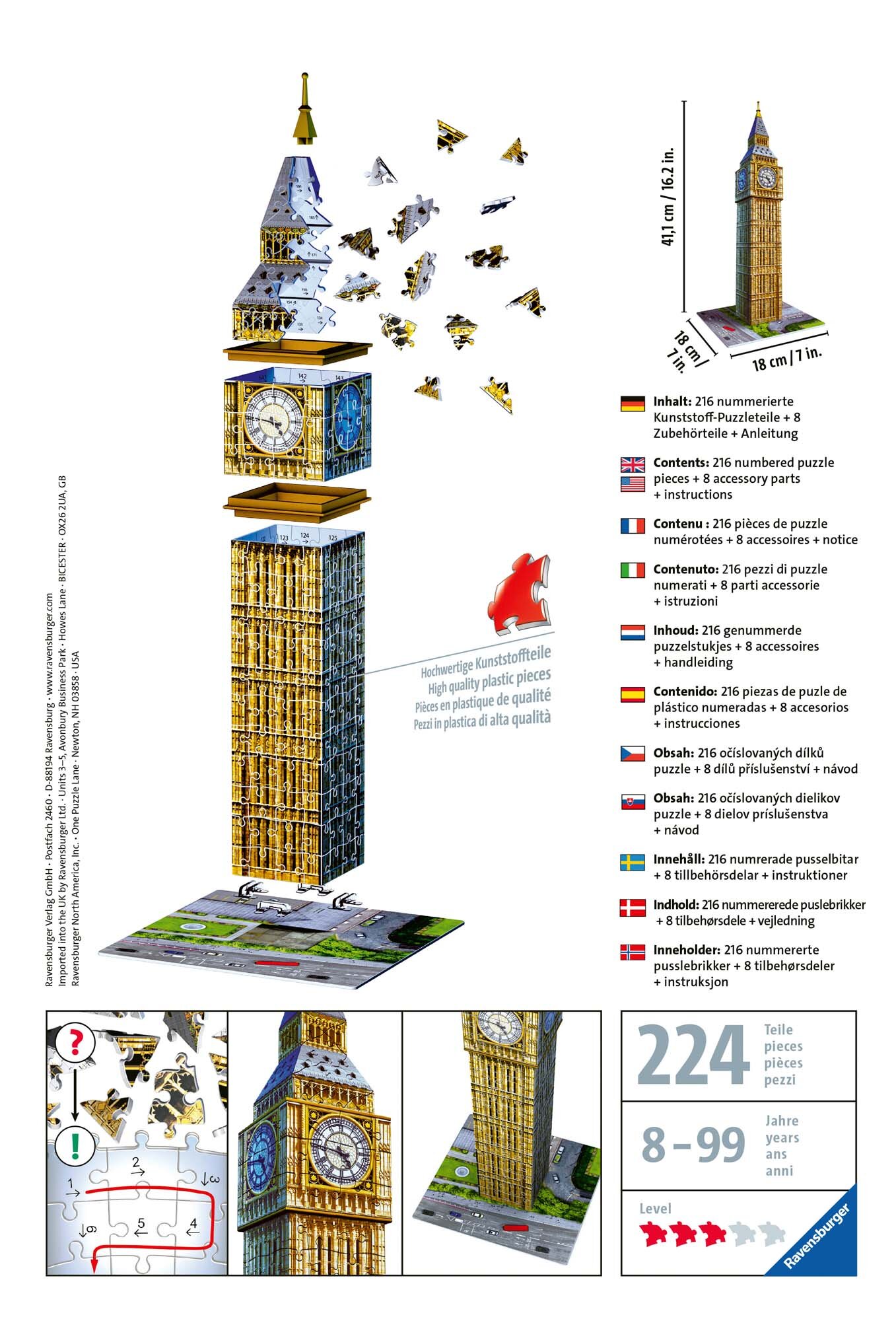 Ravensburger 3D Puslespill, Big Ben London 216 brikker