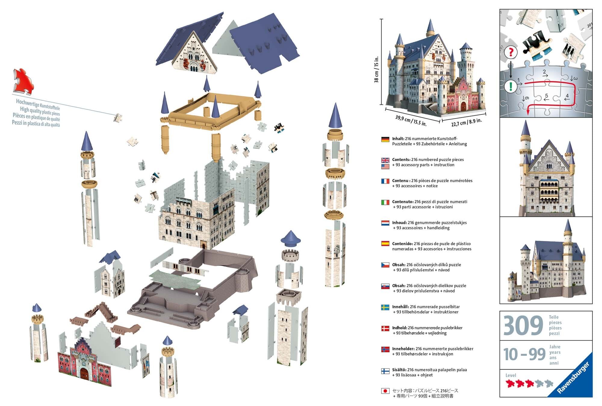 Ravensburger 3D Puslespill, Neuschwanstein Castle 216 brikker