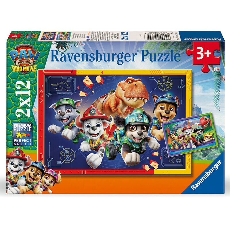 Paw Patrol Dino Movie Puslespill 2 x 12 biter