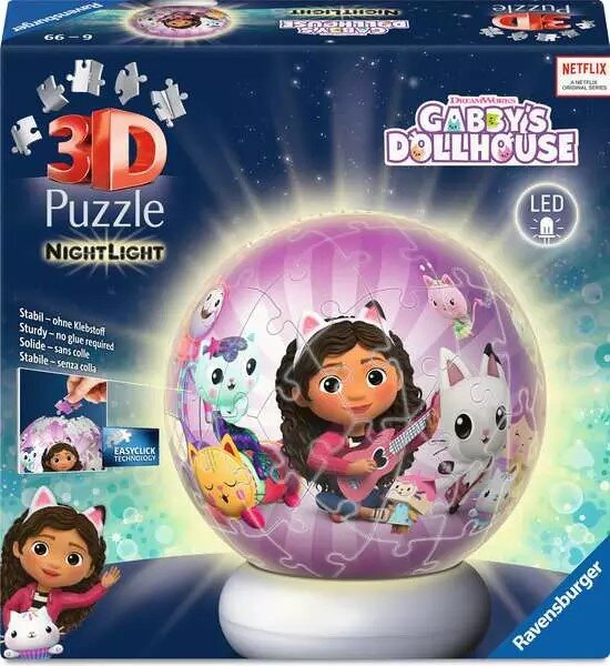 Ravensburger 3D Puslespill - Gabbys Dollhouse med nattlys 72 brikker