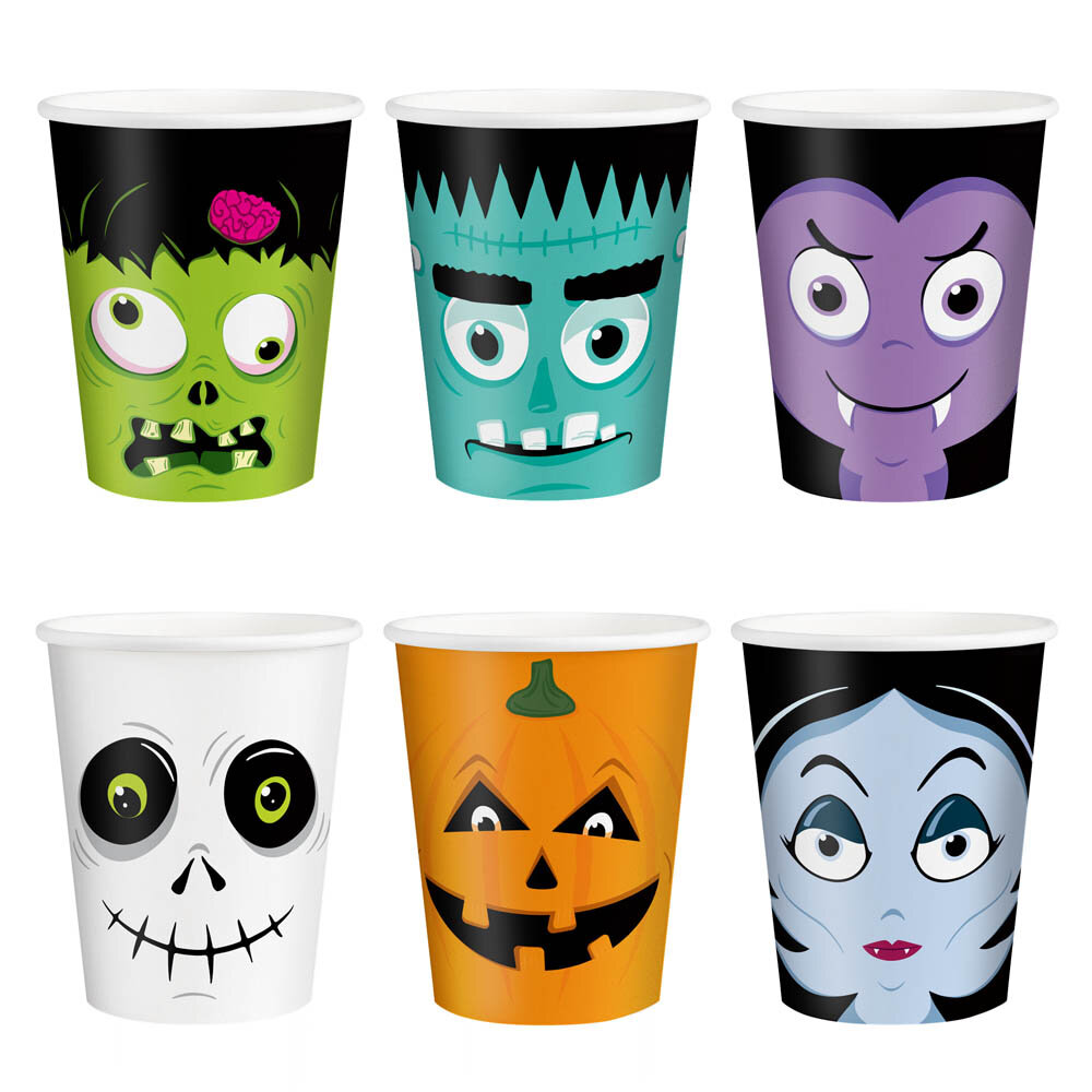 Halloween Monsters Pappkopper 6 stk.