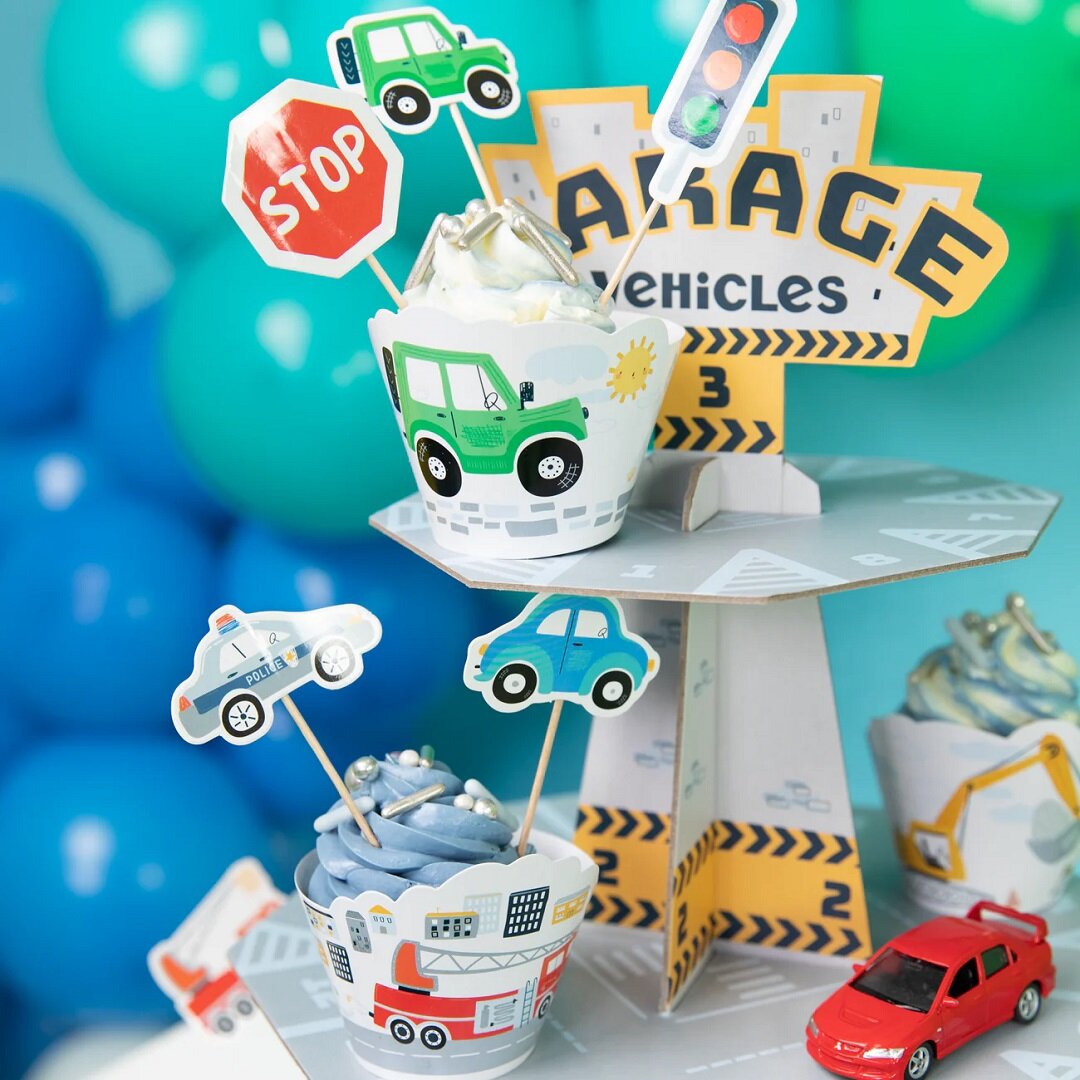 Kjøretøy Cake Toppers 8 stk.