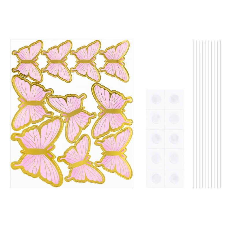 Kakedekorasjoner - Rosa Sommerfugler 10 stk.