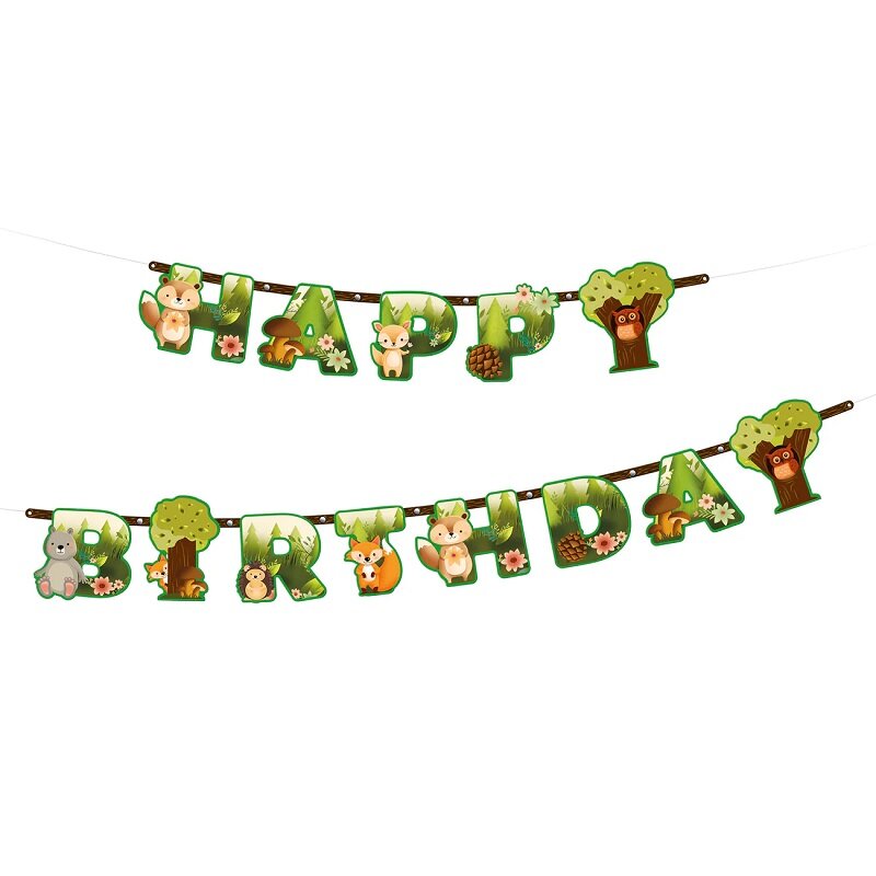 Skogsvenner - Girlander Happy Birthday 210 cm