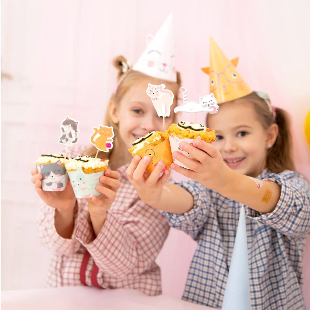 Katt Cake Toppers 6 stk.