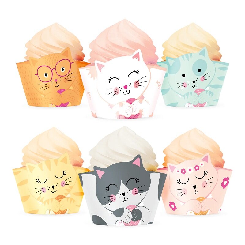 Katt Cupcake wrappers 6 stk.